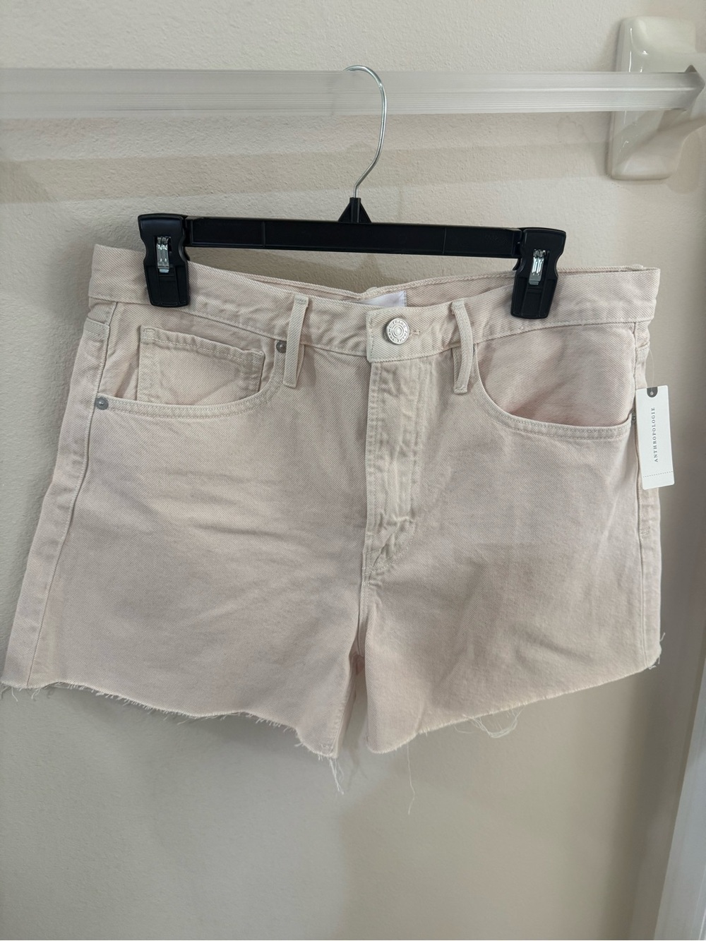Frame Denim Pale Pink High-Rise Denim Shorts